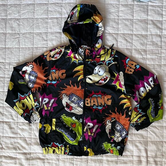 Members Only X Nickelodeon Rugrats Novelty Print Retro Nostalgic Windbreaker - L - Picture 1 of 12
